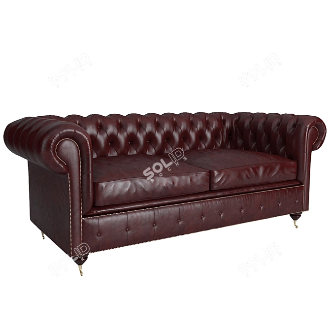 Modular Leather Chesterfield Sofa 3D model image 1