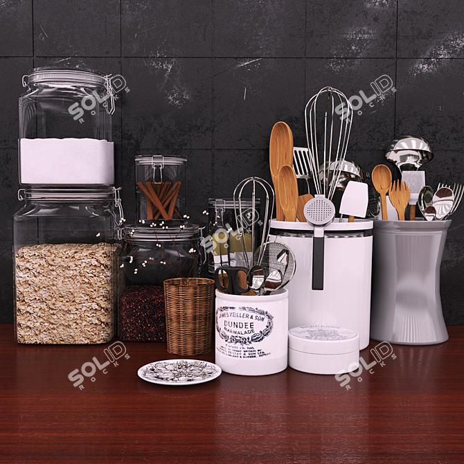 Premium Kitchen Accessories Set 3D model image 1