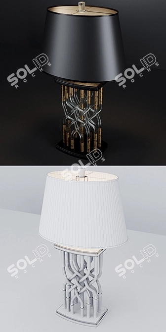 Vintage Lucite and Brass Braided Lamps 3D model image 3