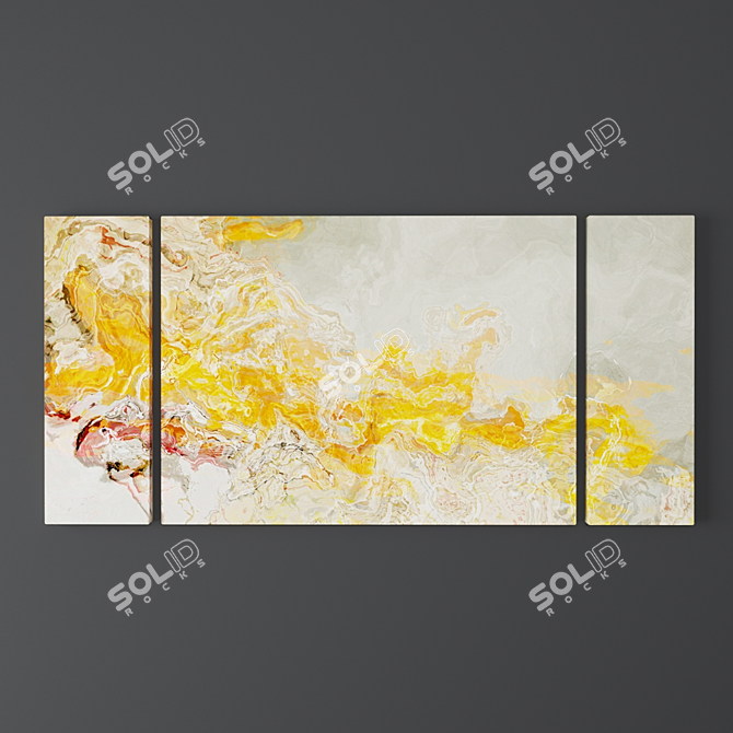 Vibrant Abstract Paintings Set 3D model image 2