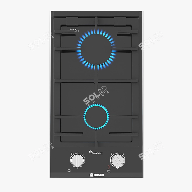 BOSCH Domino Gas Hob - Sleek & Powerful 3D model image 2