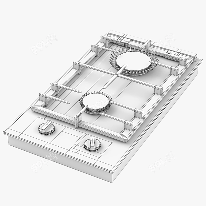 BOSCH Domino Gas Hob - Sleek & Powerful 3D model image 3