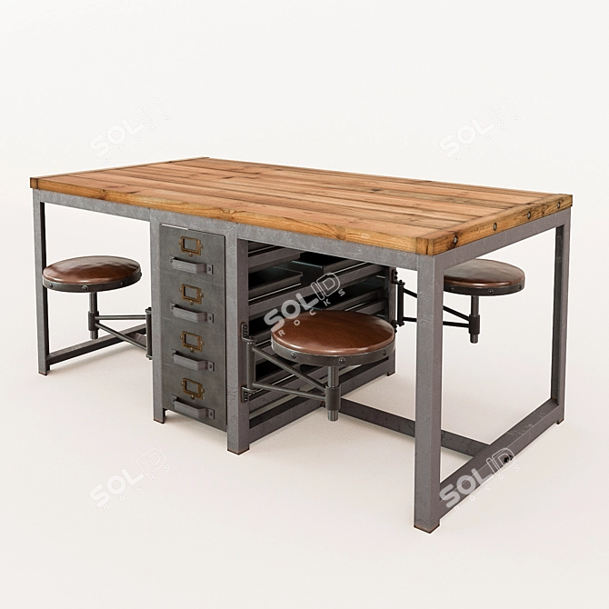 Rupert Architect Desk 3D model image 1