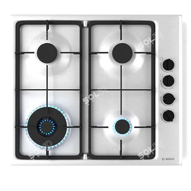 BOSCH PBH6B5B60 Gas Hob: Stylish & Efficient 3D model image 1