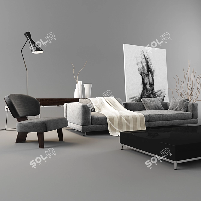 Minotti Set 02: Perfectly Designed Modern Living 3D model image 2