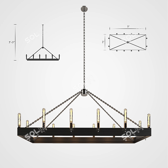 Elegant RH Chandelier 3D model image 1