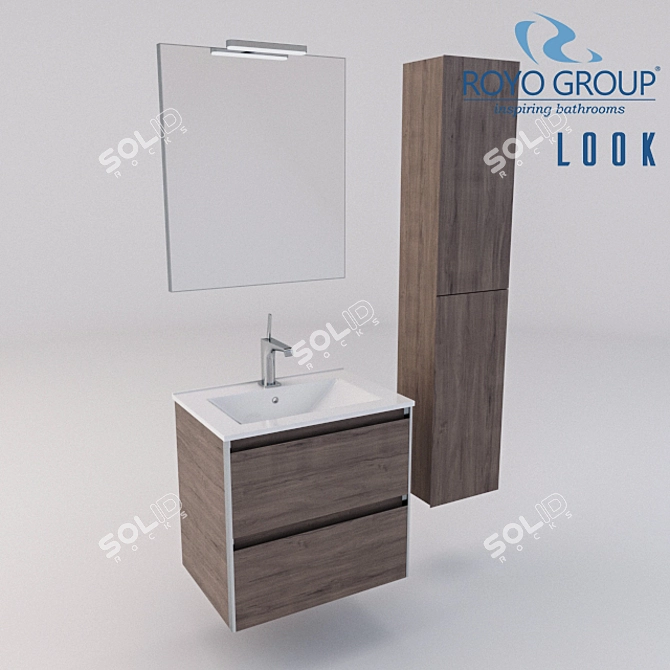 Royo Group LOOK 600 - Stylish 2 Drawer Vanity 3D model image 1