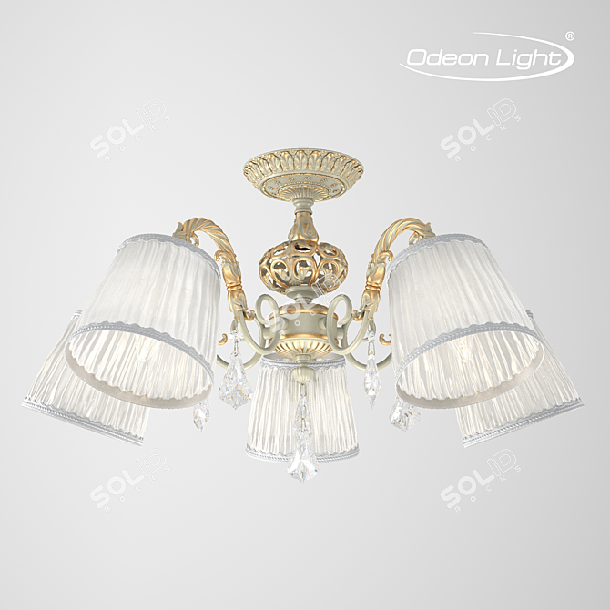 Odeon Navis Chandelier: Cream & Gold Pendant Lighting 3D model image 1