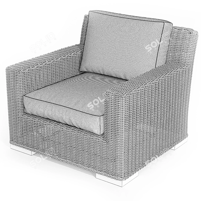 Rustic Woven Lounge Set 3D model image 3