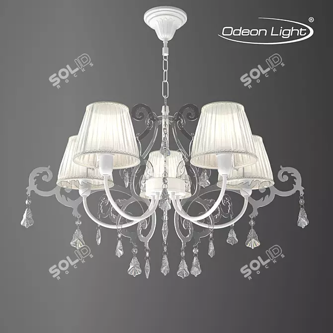 Gronta Odeon Chandelier, Elegant White Crystal Lighting 3D model image 1