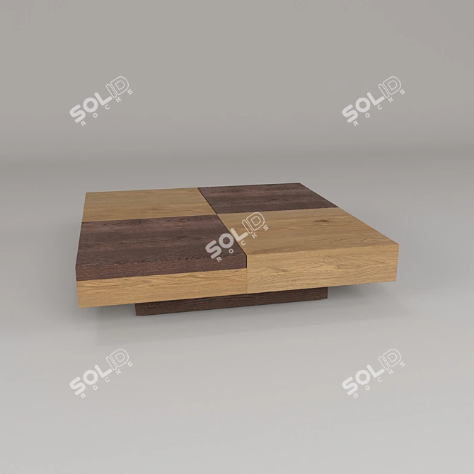 Elegant Oak Cocktail Table 3D model image 1