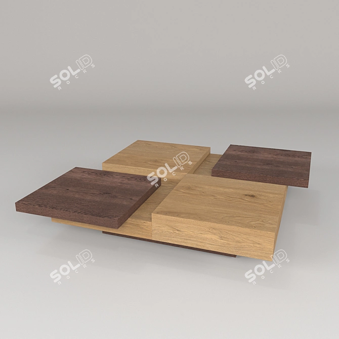 Elegant Oak Cocktail Table 3D model image 2