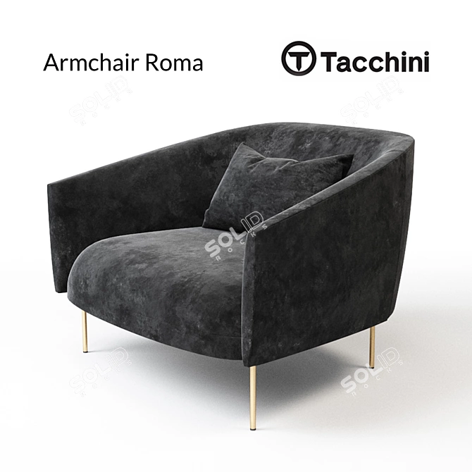 Modern Armchair with Fabric Upholstery 3D model image 1