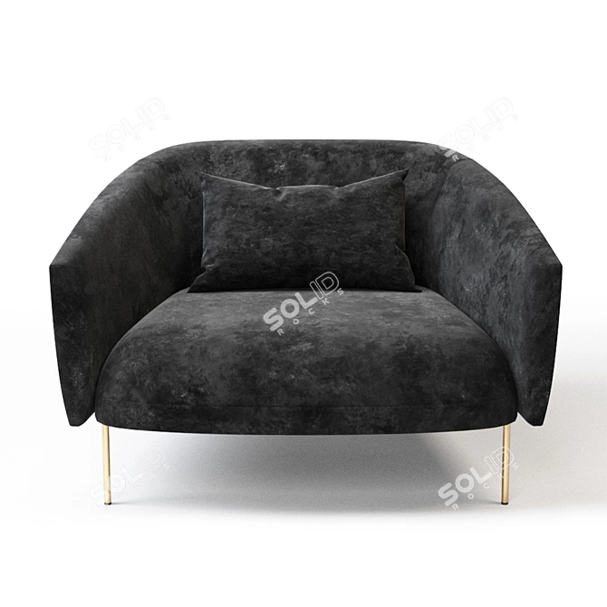 Modern Armchair with Fabric Upholstery 3D model image 2