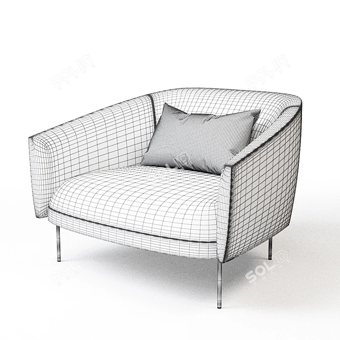 Modern Armchair with Fabric Upholstery 3D model image 3