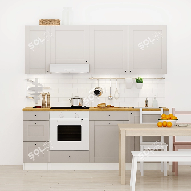 Modular Kitchen Set | IKEA KNOXHULT 3D model image 1