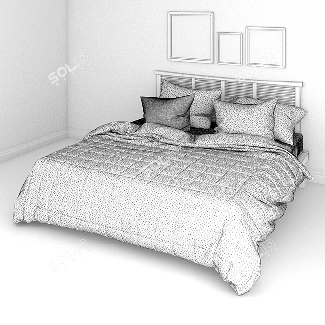 Artistic Wooden Bed 3D model image 3