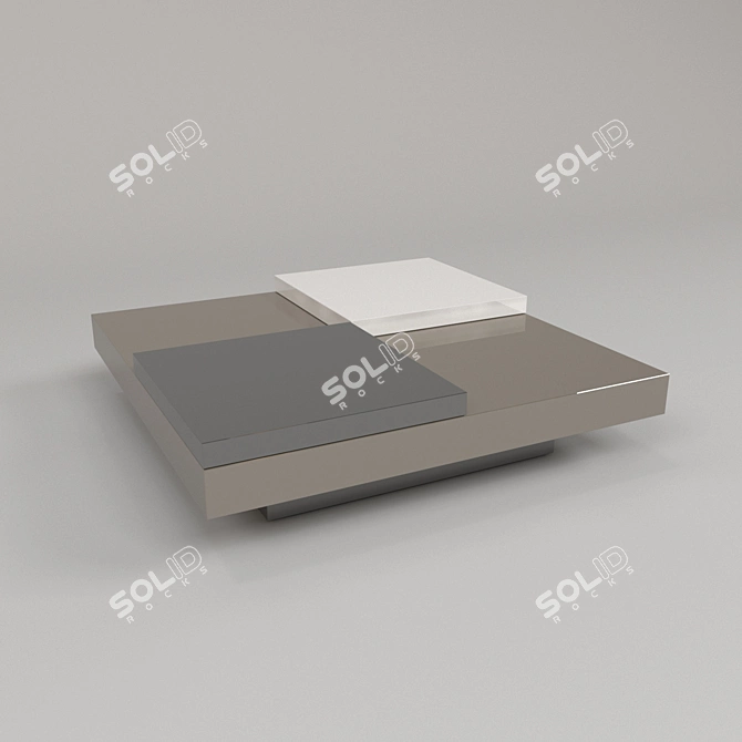 Modern Square Cocktail Table with Sliding and Rotating Trays 3D model image 1