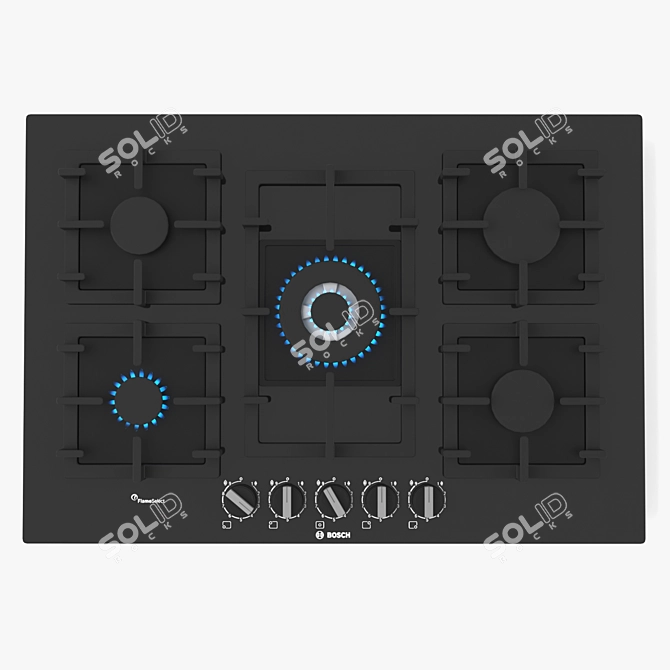 Title: BOSCH Serie 6 Gas Hob - 75 cm 3D model image 2