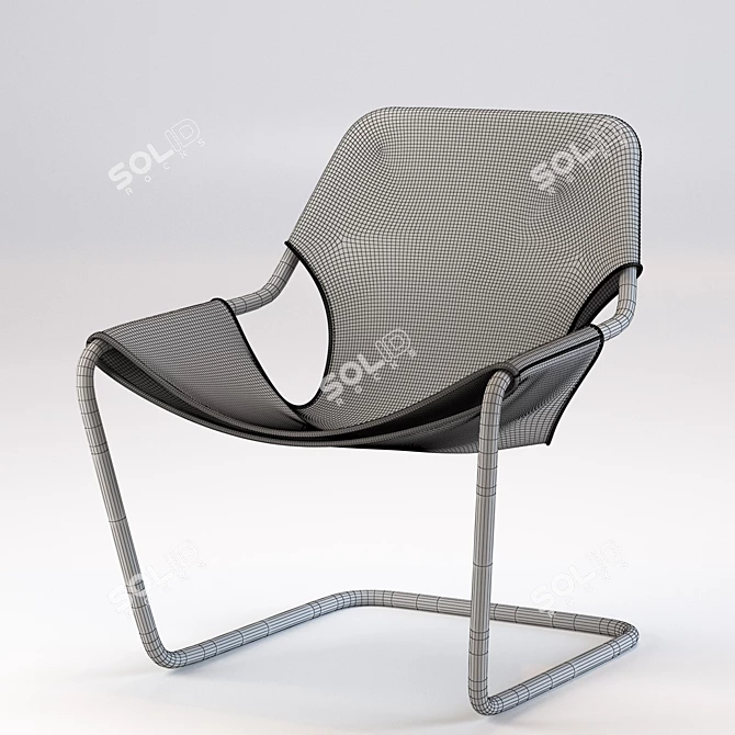 Stylish Leather Lounge Chair 3D model image 3