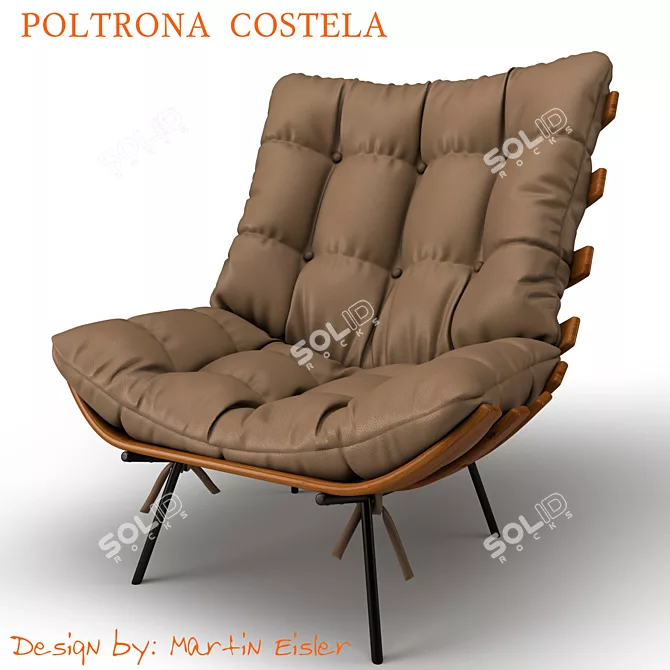 Modern Ribbed Armchair 3D model image 1