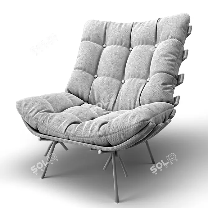 Modern Ribbed Armchair 3D model image 3