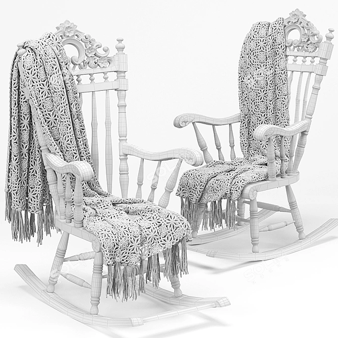 Rocking Plaid Armchair 3D model image 3