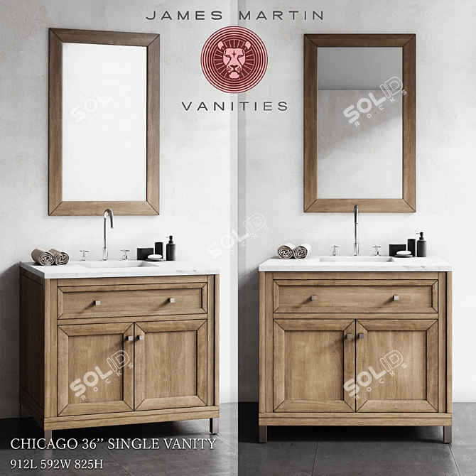 James Martin Vanities Chicago 36" Single Vanity 3D model image 1