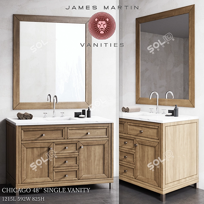 Title: Chicago 48' Single Vanity by James Martin 3D model image 1