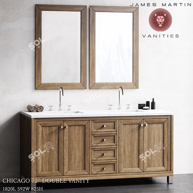 Chicago 72" Double Vanity by James Martin Vanities 3D model image 1