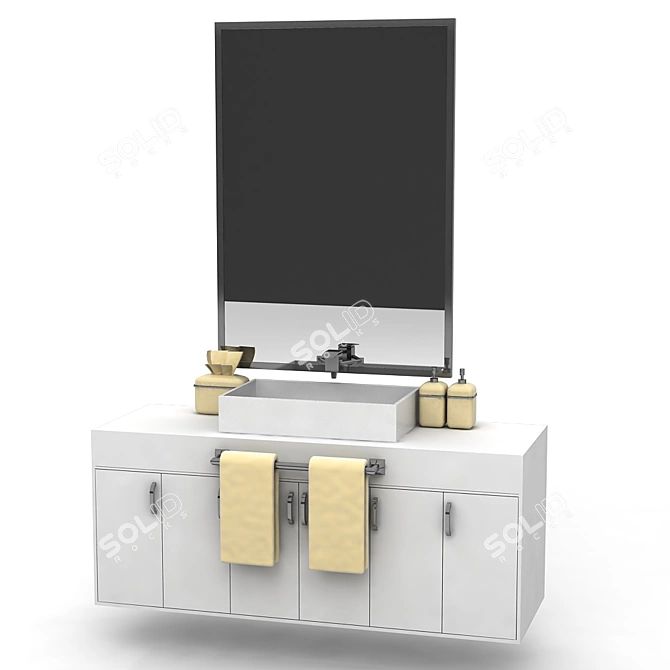 Compact Sink Cabinet: Stylish Bedside Solution 3D model image 1