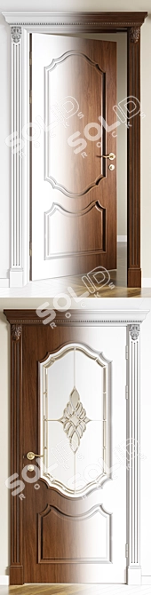 Title: Classic Style Single Door 3D model image 2