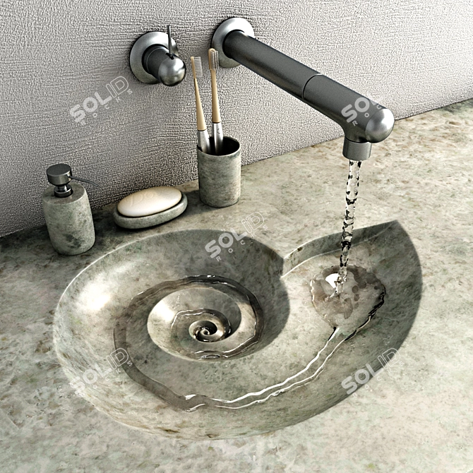 Spiral Shell Wash Basin - Unique Design 3D model image 1