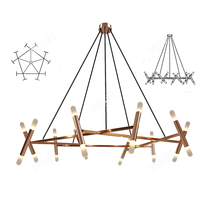 Minimalist Pentagon Chandelier 3D model image 1