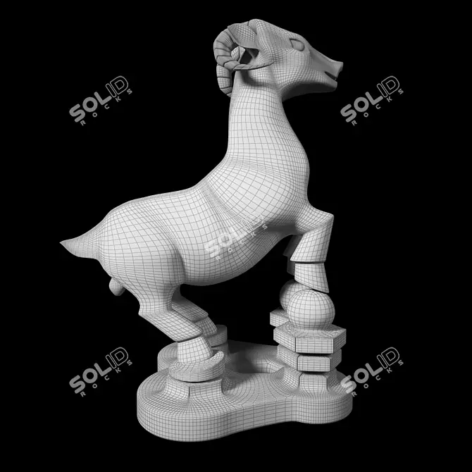 Majestic Goat Sculpture 3D model image 2