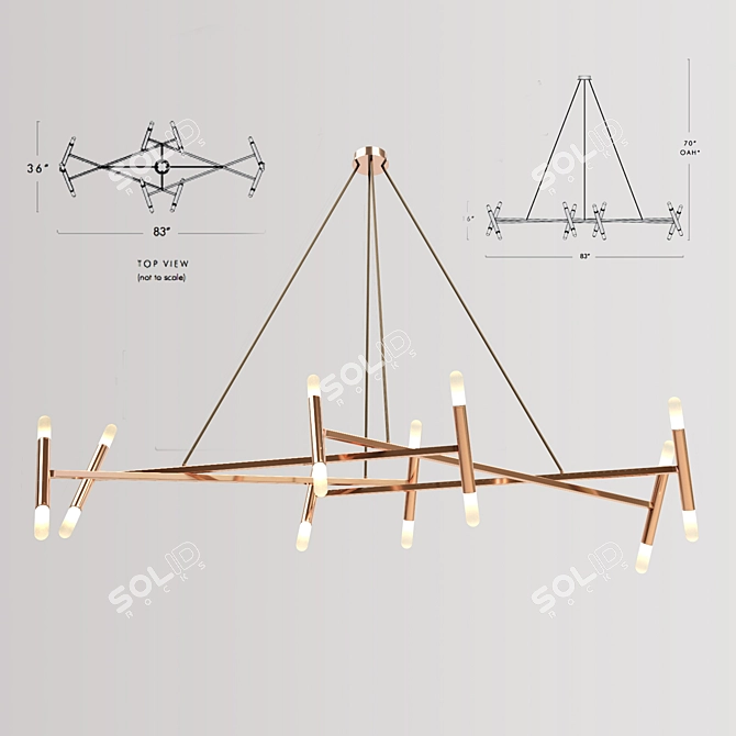 Elegant Diamond Chandelier 3D model image 1