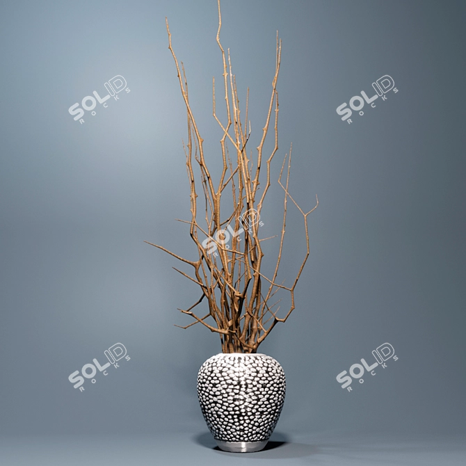 Metallic Vase with Branches 3D model image 1