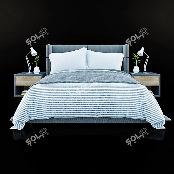 Title: MyFurnish Cube Bed 3D model image 1