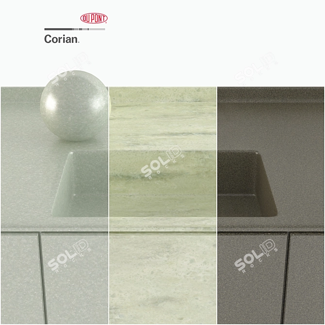 Elegant Green Corian Countertops 3D model image 2