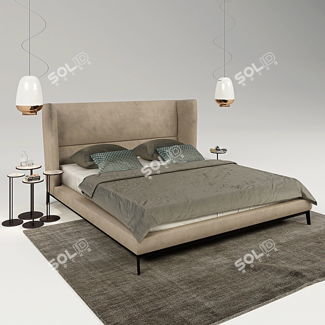 Luxury Ludovic Bed Set - Italian Craftsmanship 3D model image 1