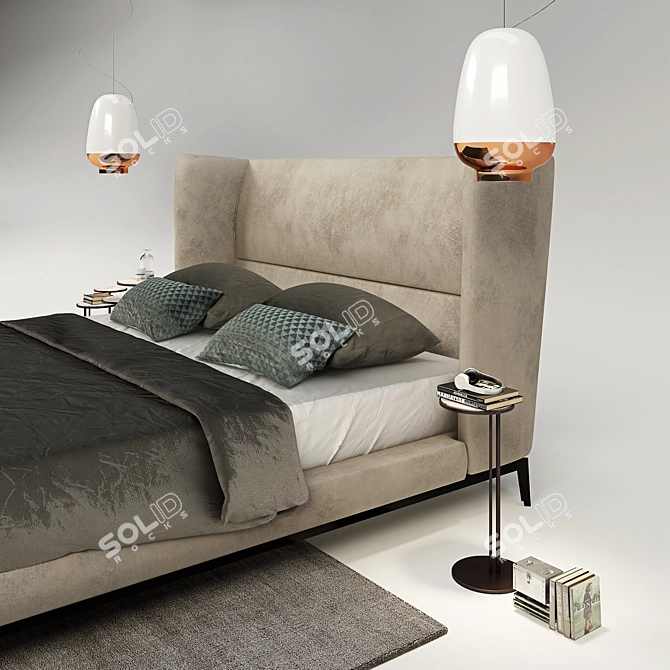 Luxury Ludovic Bed Set - Italian Craftsmanship 3D model image 3