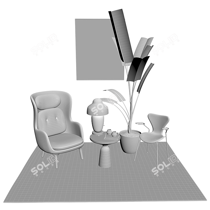 Title: Designer Lounge Furniture Set 3D model image 3