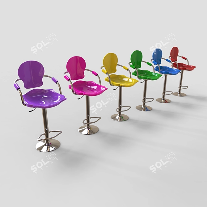 Modern Open Plastic Chair: High/Medium/Low Polys 3D model image 1