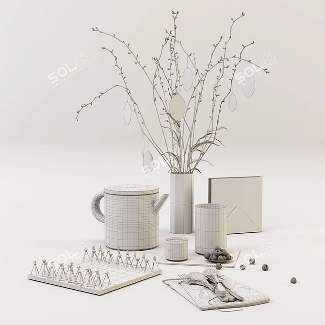 Elegant Table Décor Set 3D model image 3