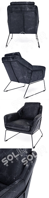 Modern Metal Lounge Chair 3D model image 2