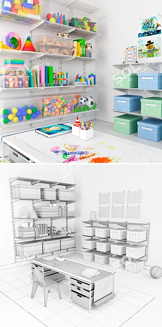 Space-saving Organization for Kids 3D model image 3