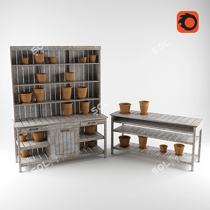 Elegant Buffet with Sleek Curbstone 3D model image 1