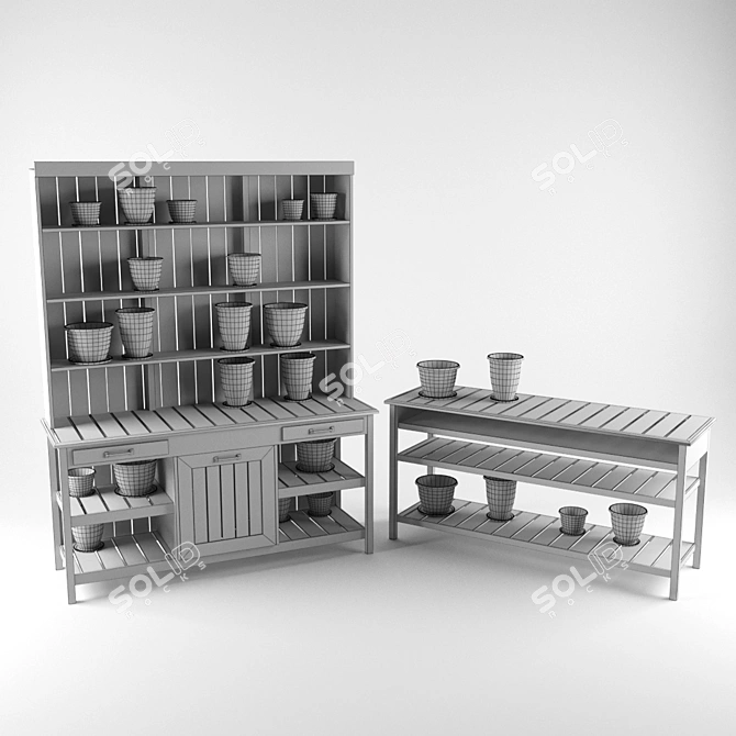 Elegant Buffet with Sleek Curbstone 3D model image 2