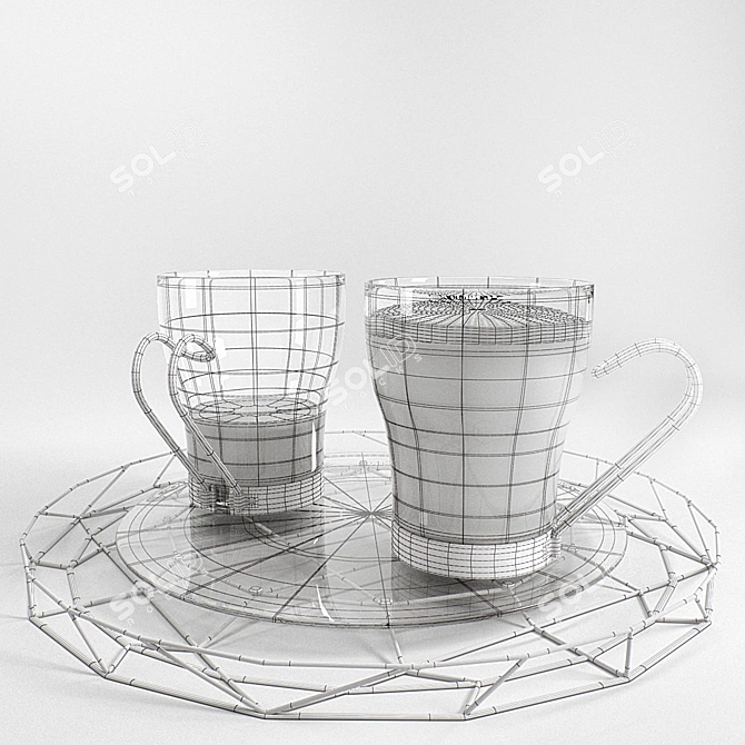 Italian Glass Handle Mug Set 3D model image 3