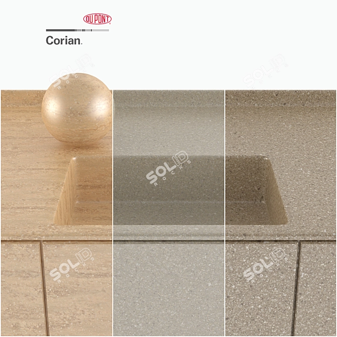 Luxury Brown Corian Kitchen Countertops 3D model image 2